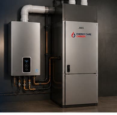 Tankless water heater and air handler combination